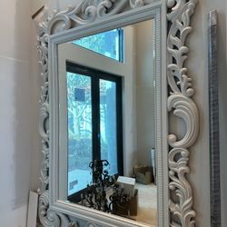 White Solid Wood Mirror 