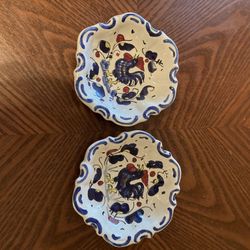 Vintage Hand Painted Ceramic Bowls In Deruta Style