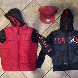 Jordan Puffer Jacket, Full Zup Fleece Hoodie And Hat