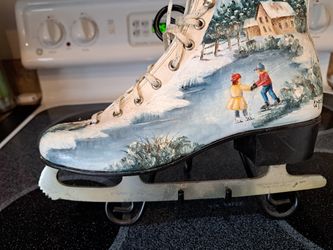 Hand Painted Antique ICE SKATE