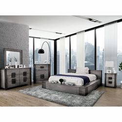 5 Piece California King Bedroom Set Includes Tall Chest: Weathered Grey