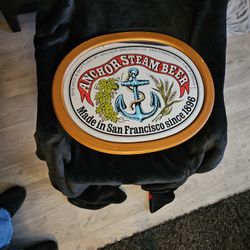 Vintage 1968 Anchor Steam Beer Mirrored Sign 