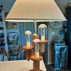 💥 MID CENTURY DANISH MODERN MODELINE BRASS CACTUS TABLE LAMP! 60'S WOOD VTG 💥
