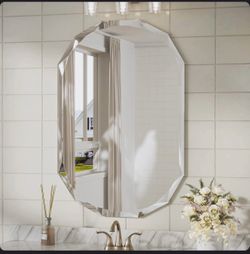 Pearlette Beveled Frameless Oval Bathroom Vanity Mirror multi use