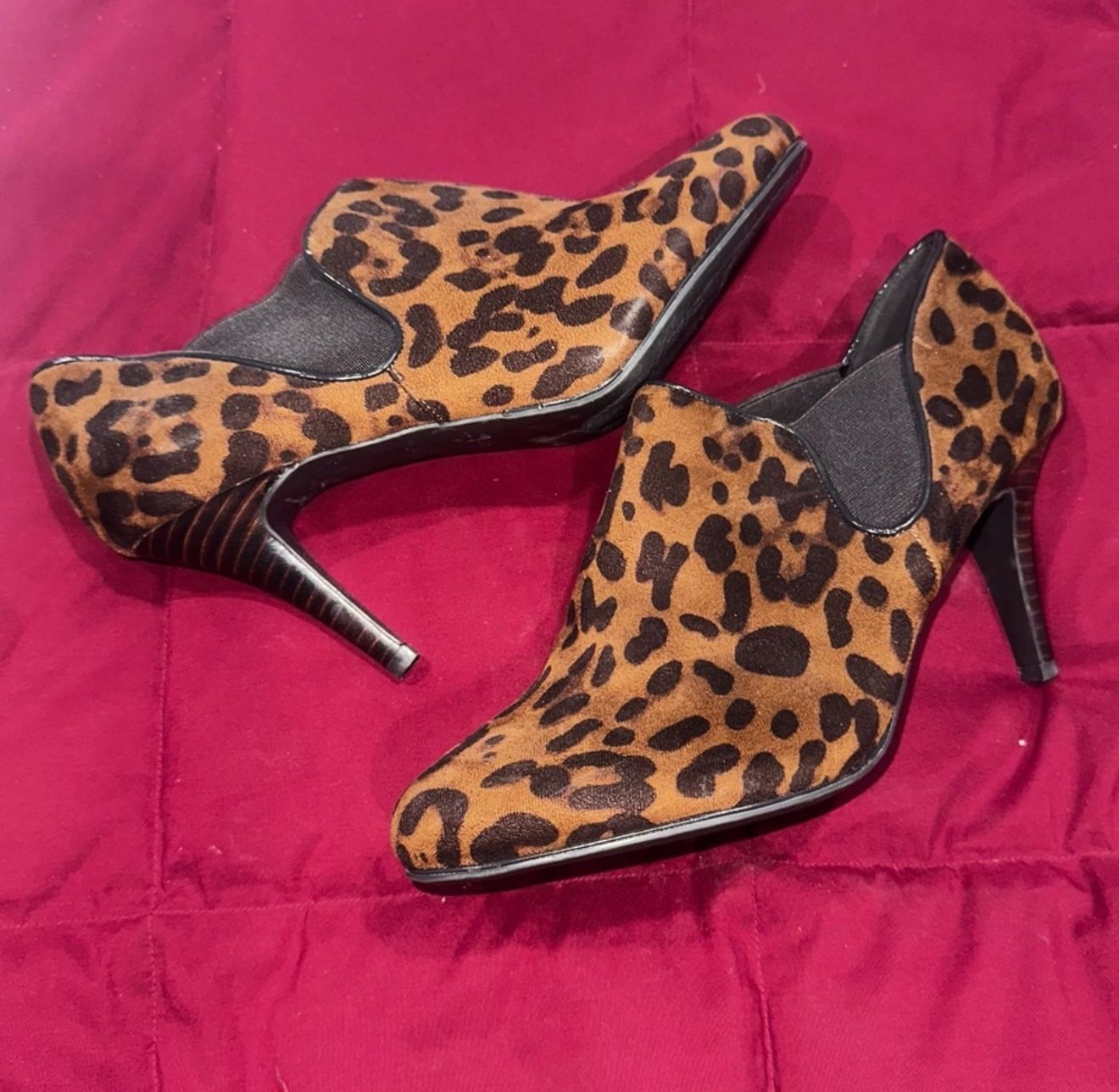 Impo Leopard Print Bootie Heels • Size 8.5M