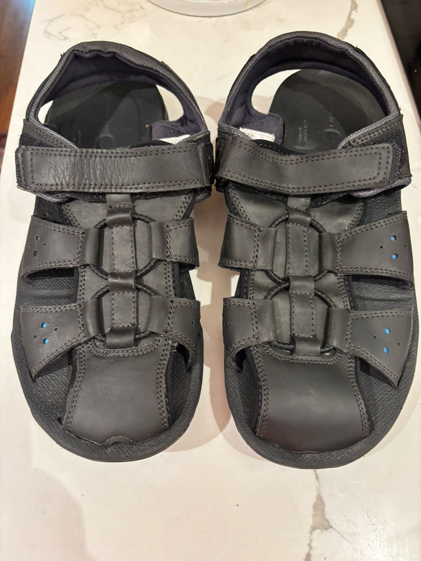 Rockport adiprene Adidas sandals size 10.5 black leather and velcro