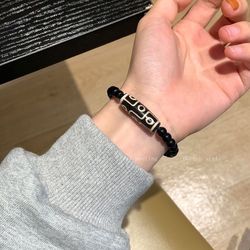 Ethnic style black beaded braided rope necklace women's fashion high-end necklace accessories retro versatile bracelet for boys