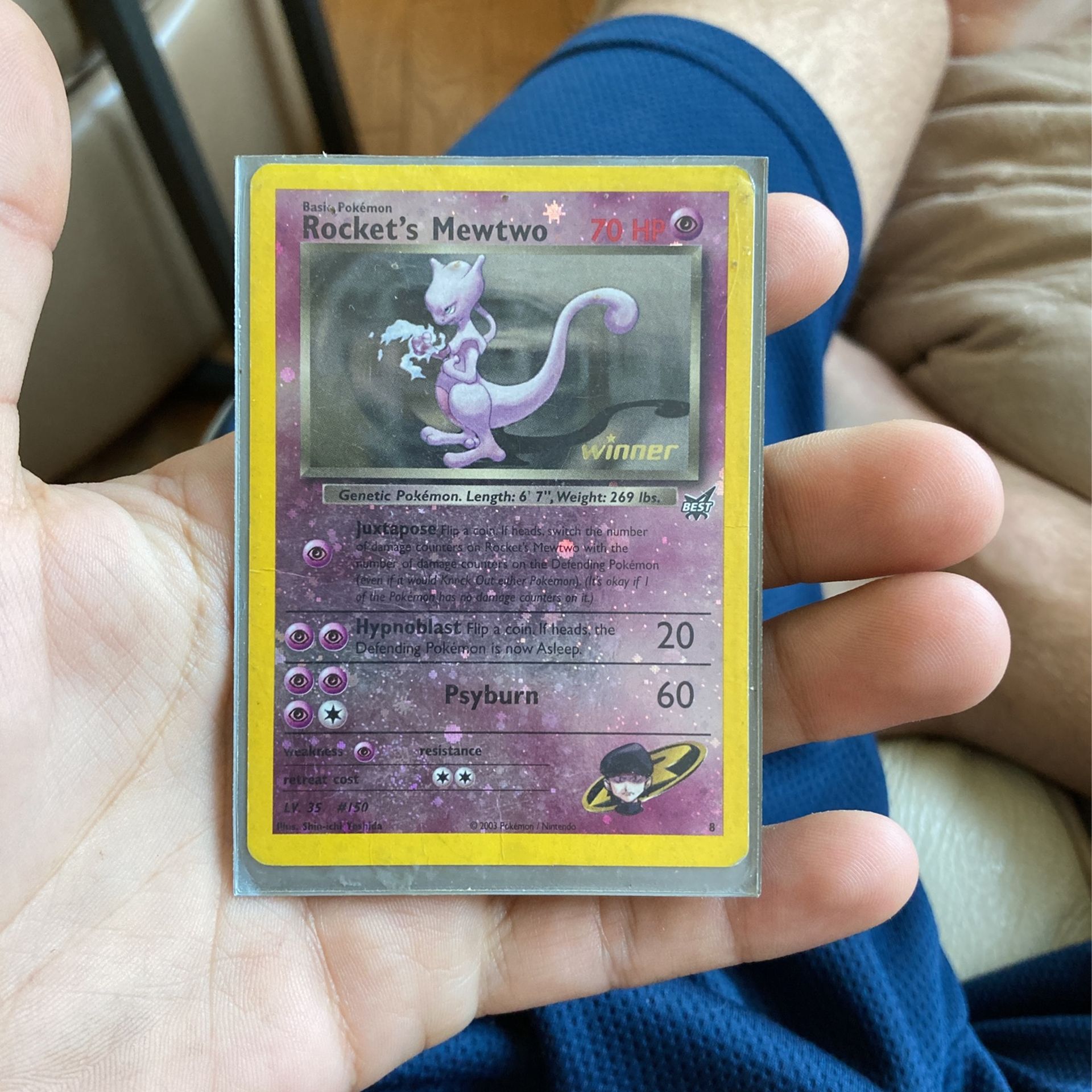 Rocket's Mewtwo #8 WINNER BEST Ultra Rare Holo Promo Pokemon Card