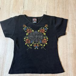 Vintage Black Harley Davdison Women Y2K Shirt