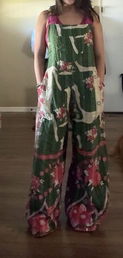 Kantha Patchwork Overall Jumpsuit One Size Adjustable Strap