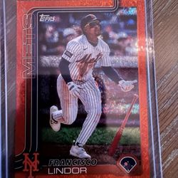 Topps 2025 Francisco Lindor  Orange Holo Foil  20/25. 