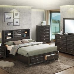 BRAND NEW 5 PCS STORE QUEEN BEDROOM SET GRAY