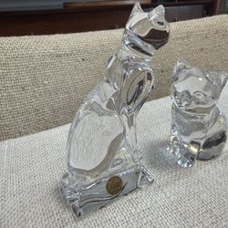 Vintage Clear Glass Set of 2 Cats 🐈 