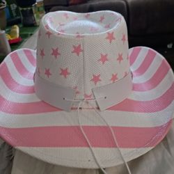 Pink and White Stars and Stripes Cowboy Hat