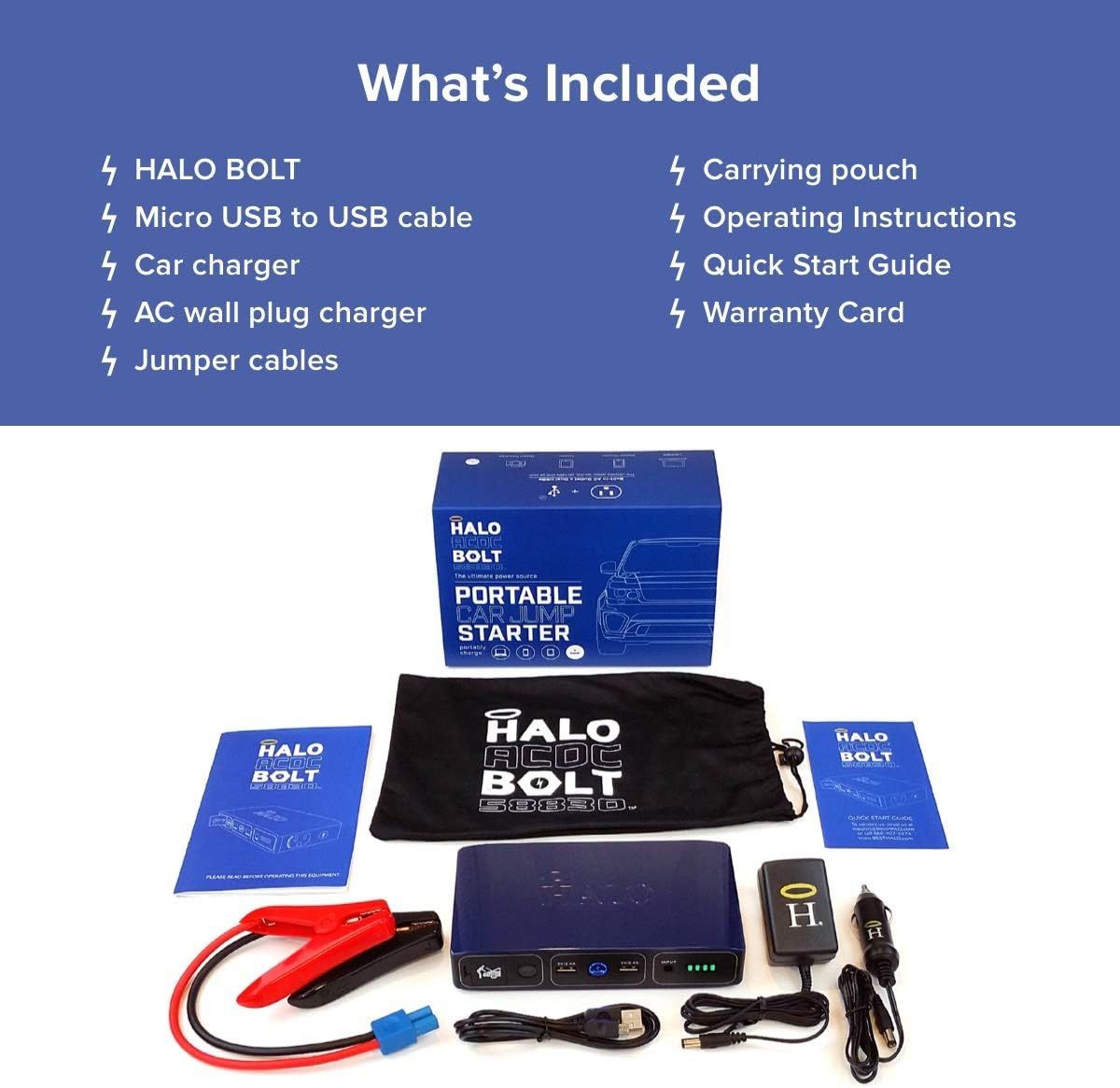 Halo bolt 58830 mwh portable phone laptop charger car jump starter with ac outlet discount
