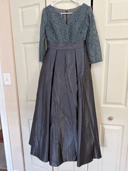 Grey gown with lace detailing, size S