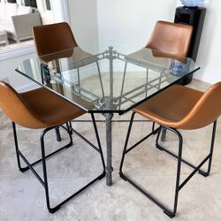 Glass Top Table With Iron Base 