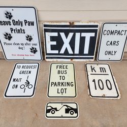 Garage Mancave Signage Yard Art Sign Lot of 7 Vintage Retired Signs