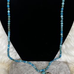 Faux Turquoise Necklace With Wood Pendant
