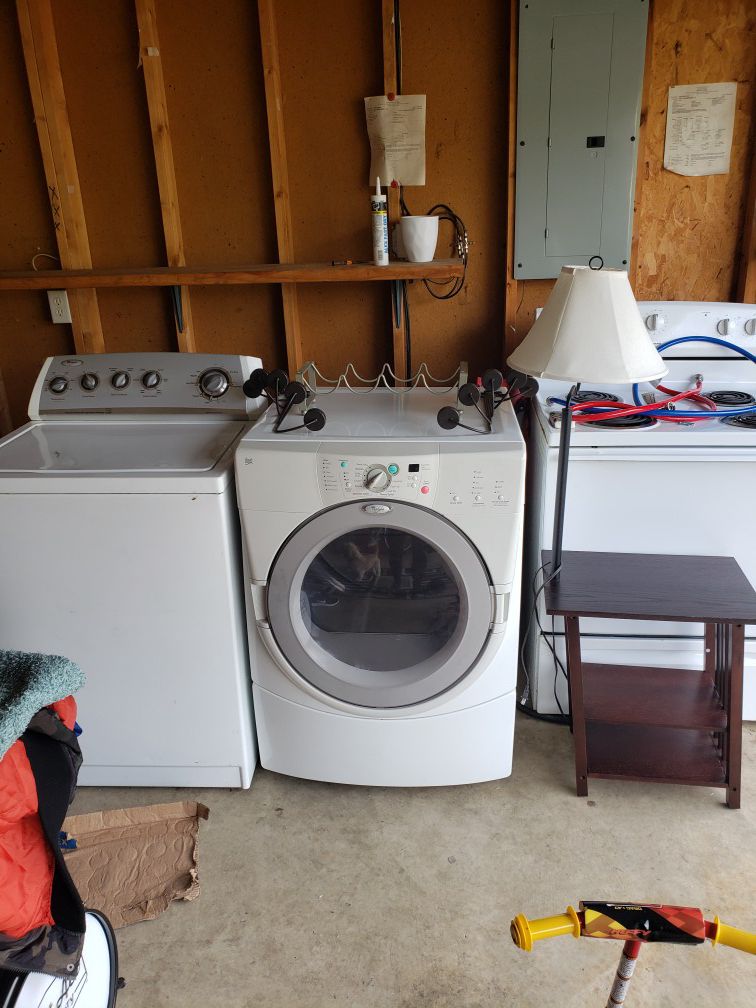 Washer, dryer and stove.... Washer is in good condition works great the stove works perfect too just the dryer have a problem sometimes works and