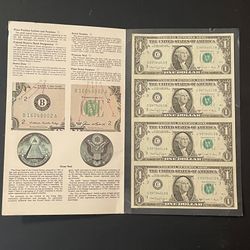 Uncut Sheet US $1 Dollar Bills 