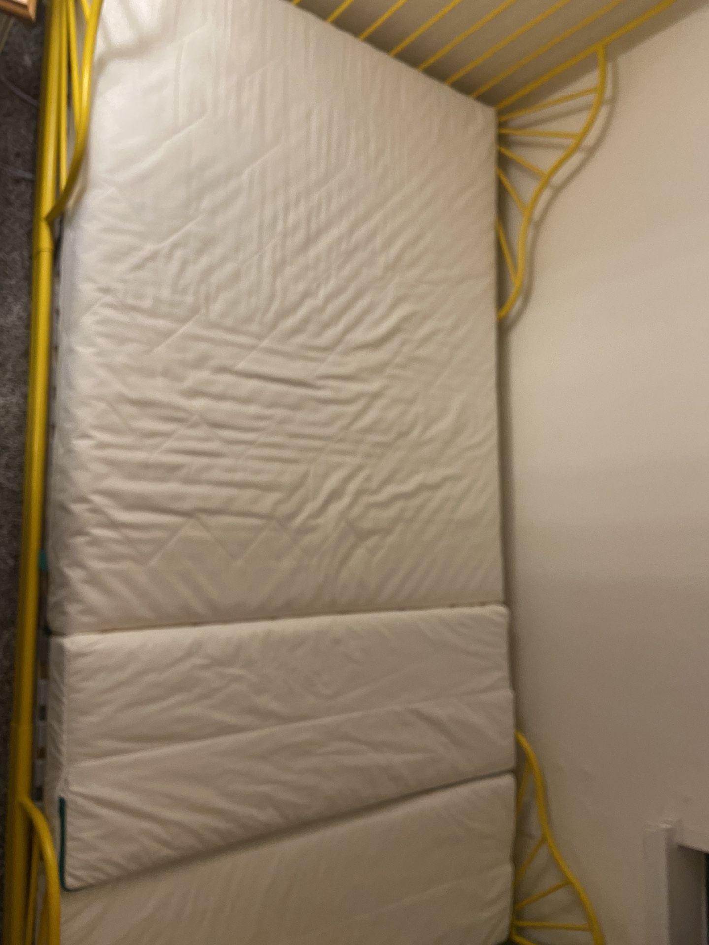 IKEA MINNEN YELLOW TWIN BED FRAME AND IKEA MATTRESS
