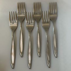 6pc INTERNATIONAL Americana Stainless Deluxe Salad Forks 6 5/8” Satin