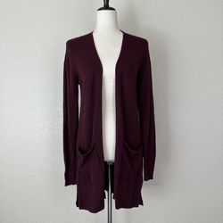 NWT Old Navy Open Front Burgundy Long Line Cardigan, Sz Medium