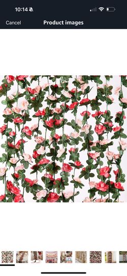 MARTINE MALL Flower Garland Rose Vines, 12 Strands 99Ft Flowers Vines for Bedroom, Rose Flower Garland Decoration, Rose Floral Garland for Room Table 