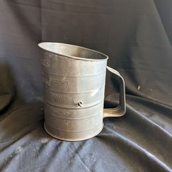 Vintage Bromwell's Flour Sifter Measuring 3 Cups Container Hand Crank Rustic
