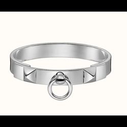 Hermes Collier De Chien Small Model PM Bracelet LG SV 925 Sterling Silver H11542