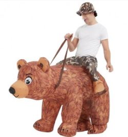 Riding Brown Bear Inflatable Costume