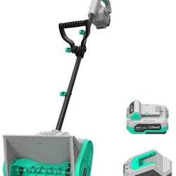 Litheli Cordless Snow Shovel, 20V 12-Inch Battery Powered Snow Thrower, Battery Snow Blower with Auxiliary Handle, with 4.0Ah Li-ion Battery & Charger