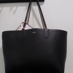 ALDO ELEGANT BLACK AND TAN TOTE