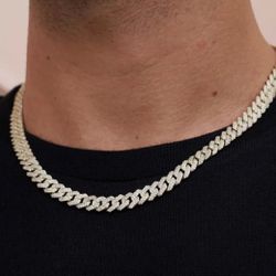 Solid 10K, Gold Cuban Necklace Iced Out With 5.7 Ct Natural Vs Diamonds