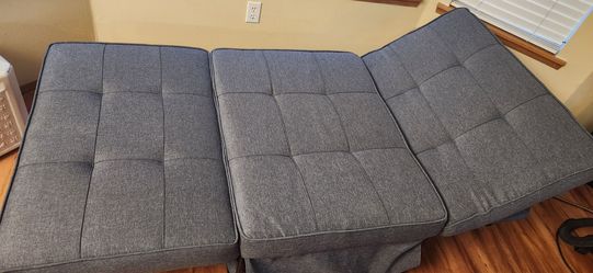 Gray Tufted Futon Sofa Bed