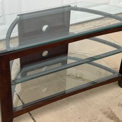 TV Entertainment stand and media console  3-tier contemporary glass