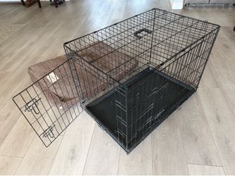 Animal Pet Dog Cat Crate Heavy Duty 36”x22”x25” Folds Flat, Comes with Pad