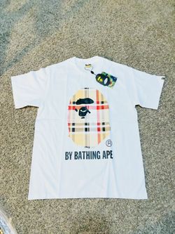White Burberry Bape T Shirt Medium