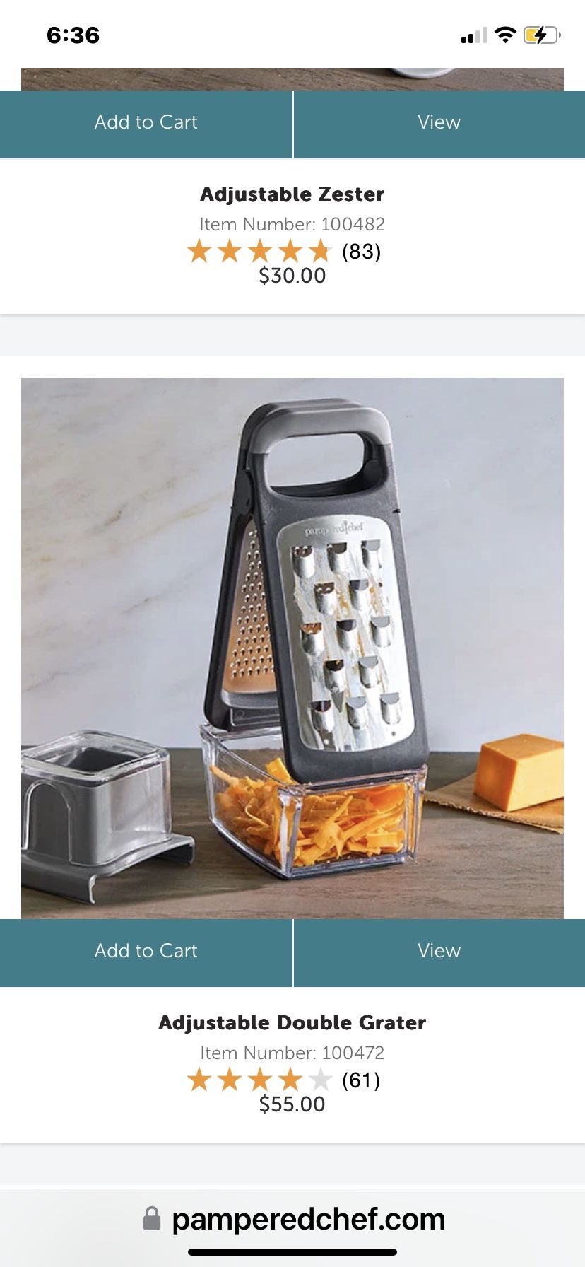 Pampered Chef Adjustable Double Grater