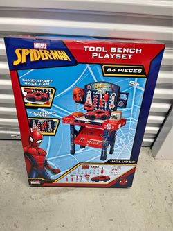 Marvel Spider-Man Tool Bench Playset with Take-Apart Car and 84 Accessories
