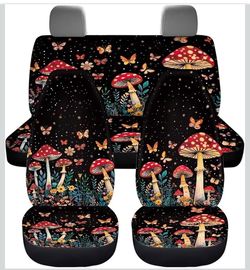 Universal auto Vintage Mushroom Butterfly Pattern Car Seat Covers for Front and Back Seats
