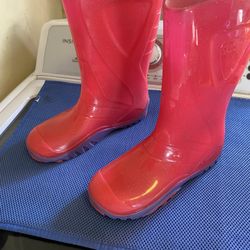 Skeeper Rain Boots Girls Size 3 US Pink Glitter Made In Colombia