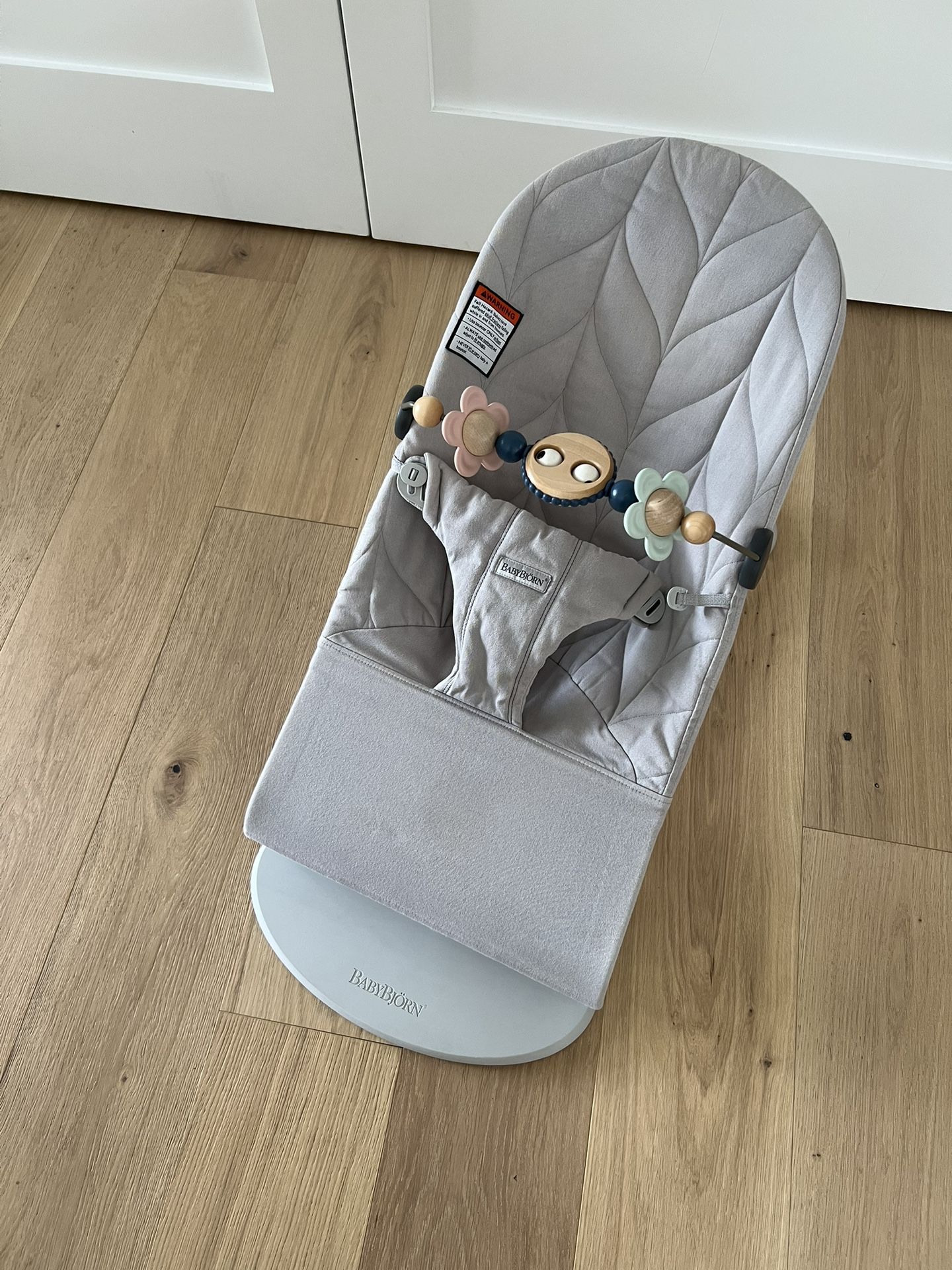 BabyBjorn bouncer (retail $210) + pastel googly eye toy (retail $60)