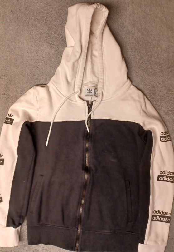Women's Adidas SIZE SMALL Full Zip Hoodie Vintage Sports Running Thick