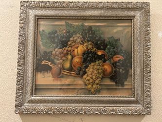 Vintage Framed Classical Fruit Still Life Painting/print (22.5" x 26.5")
