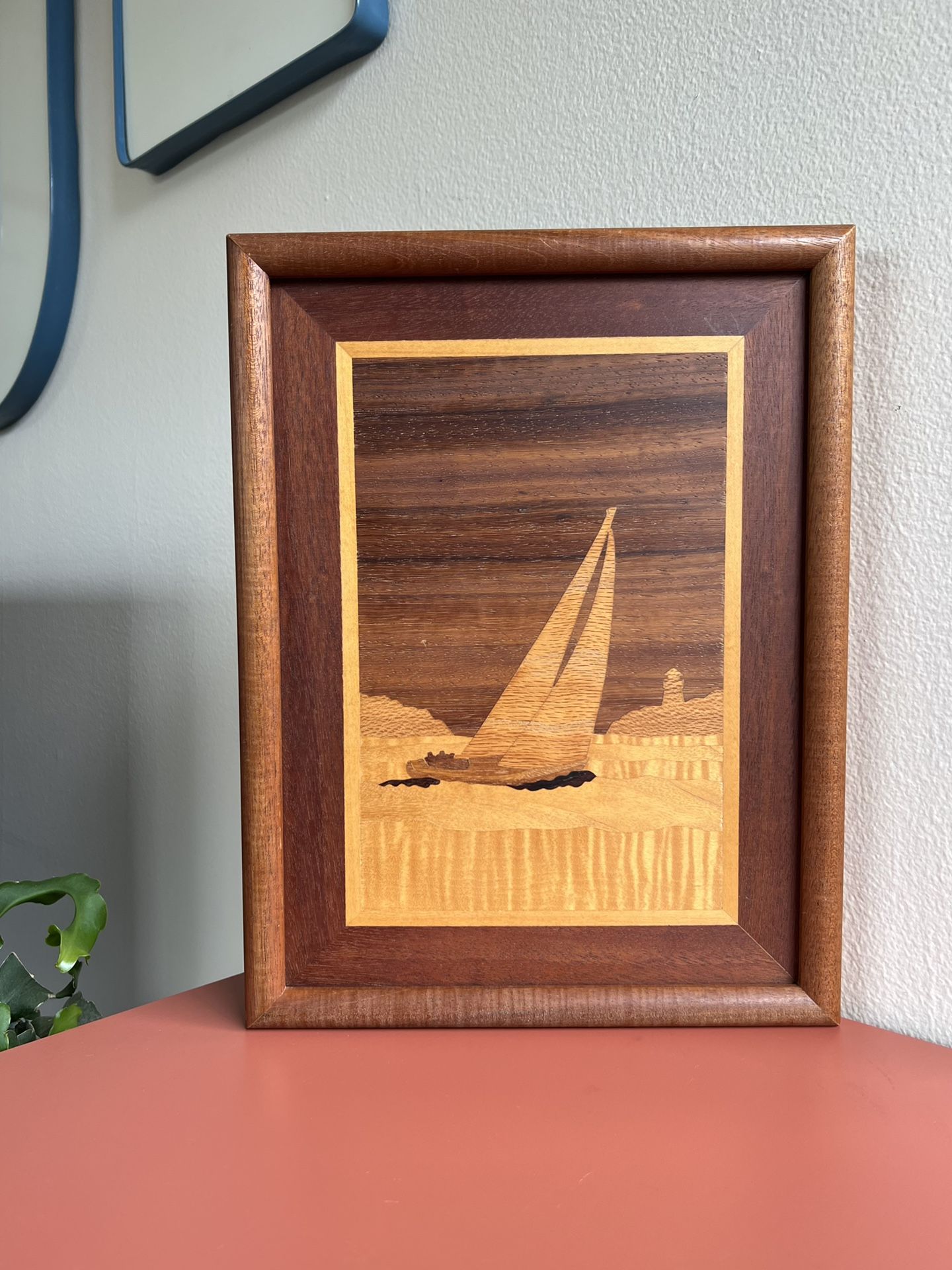 Sailboat Marquetry Wood Inlay Art