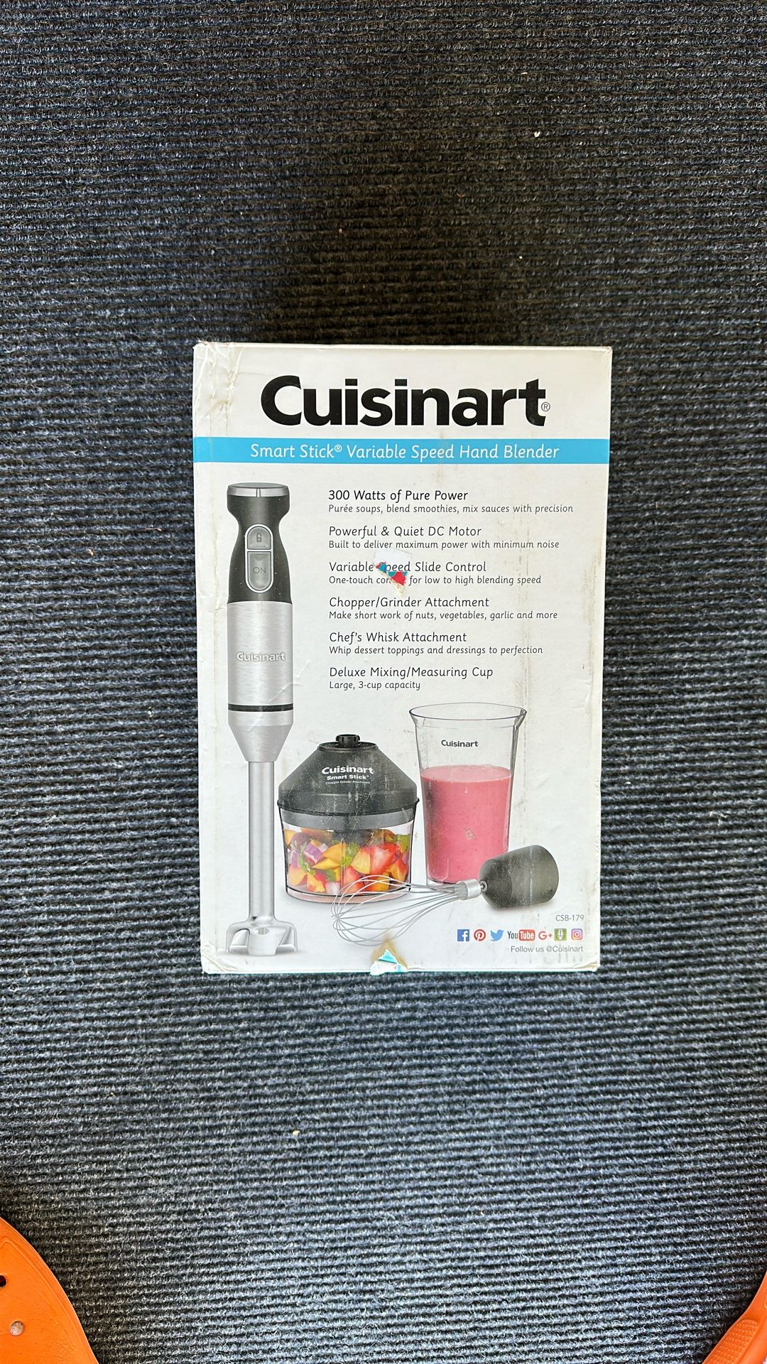 Cuisinart CSB-179P1 Smart Stick Variable Speed Hand Blender, Stainless Steel