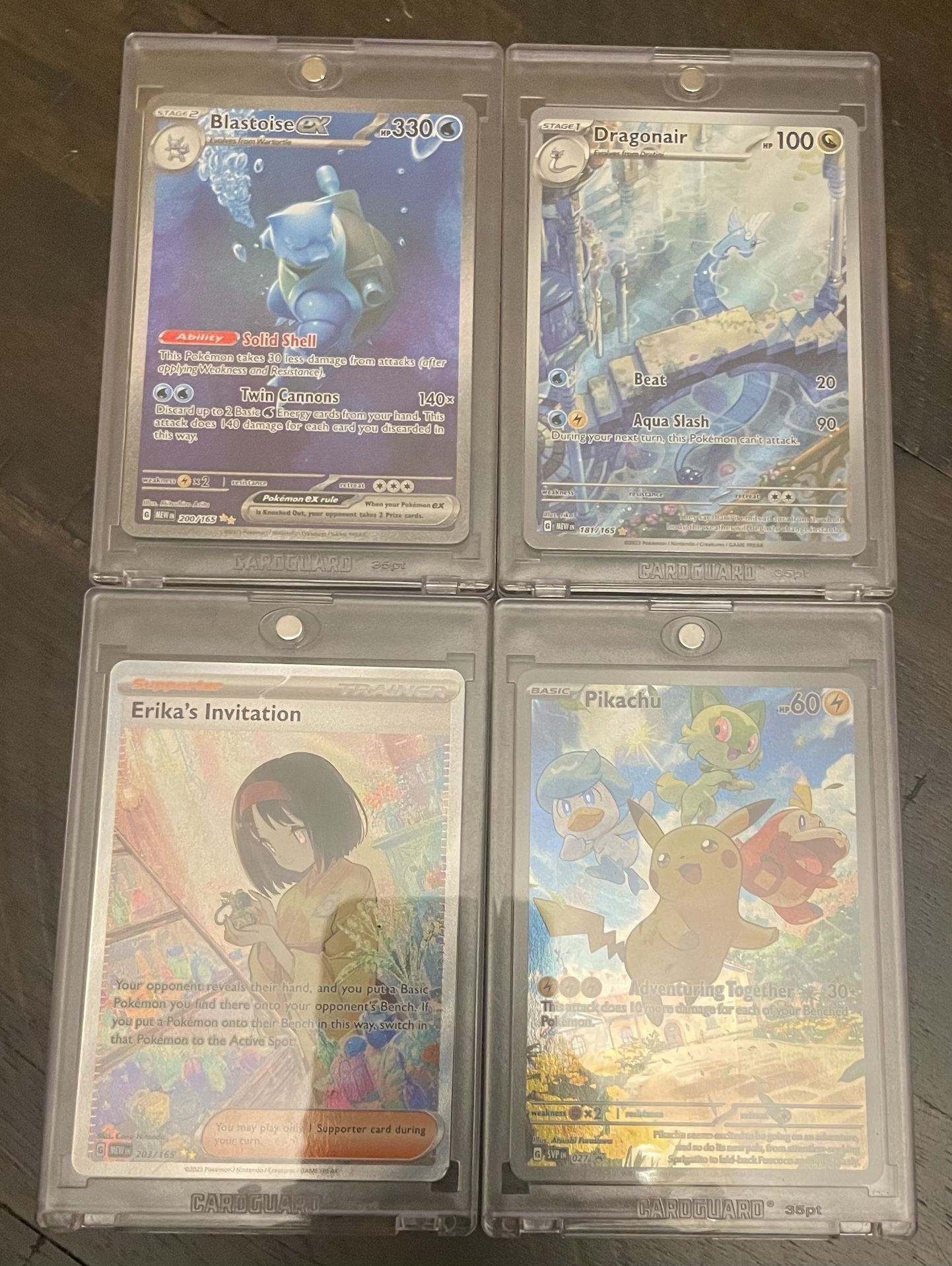 BlastoiseEX, Dragonair, Pikachu, Erika Pokemon