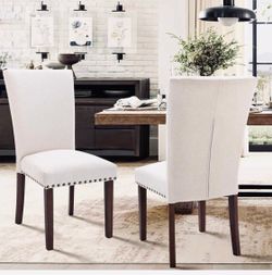 Upholstered Dining Side Chairs with High Back and Nailhead Trim (Set of 2)